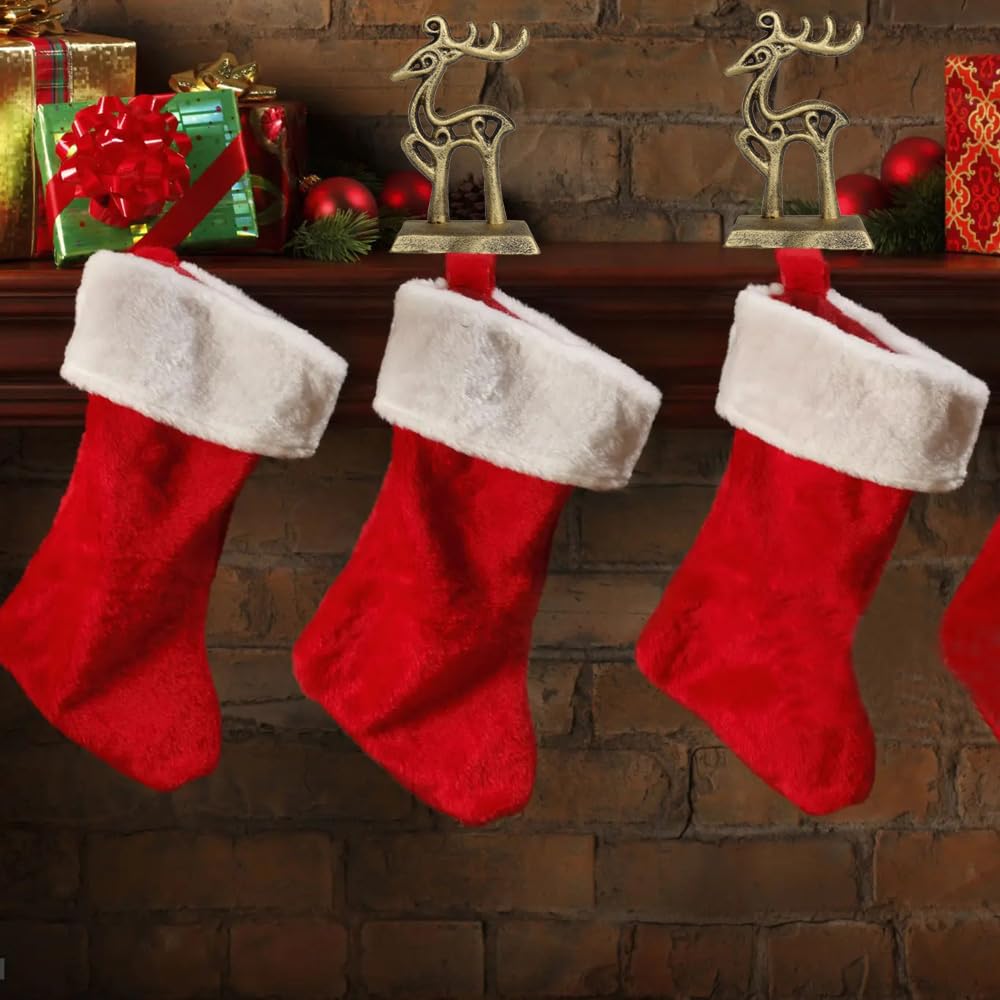 Open Haard Kerst Versiering YWZHENYU Kerst Kous Hangers - Set Van 2 Vintage Stijl Kousenhouders Voor De Open Haard Of Mantel - Kerstman Design Stocking Holder