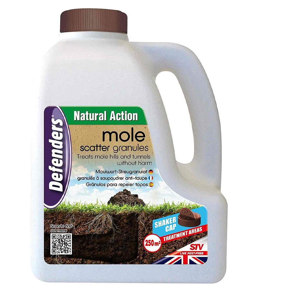 Defenders 2 x 2.5 kg Mole Scatter Granules (Humane, Natural Mole Deterrent, Use Year-Round, Covers Up to 250 sq m, Safe for Use Around Kids and Pets)