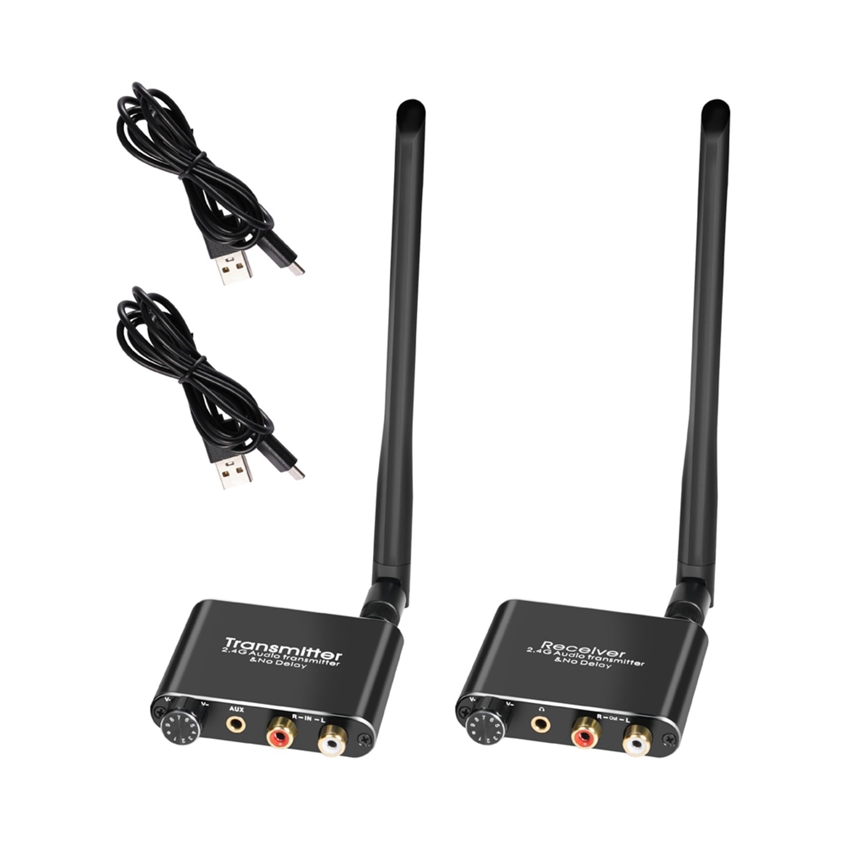 2X Adaptador de Audio Inalámbrico 2.4G Extensor de Audio Transmisor y Receptor de Audio Inalámbrico 50M Extensor de Audio LAN Divisor RX/TX