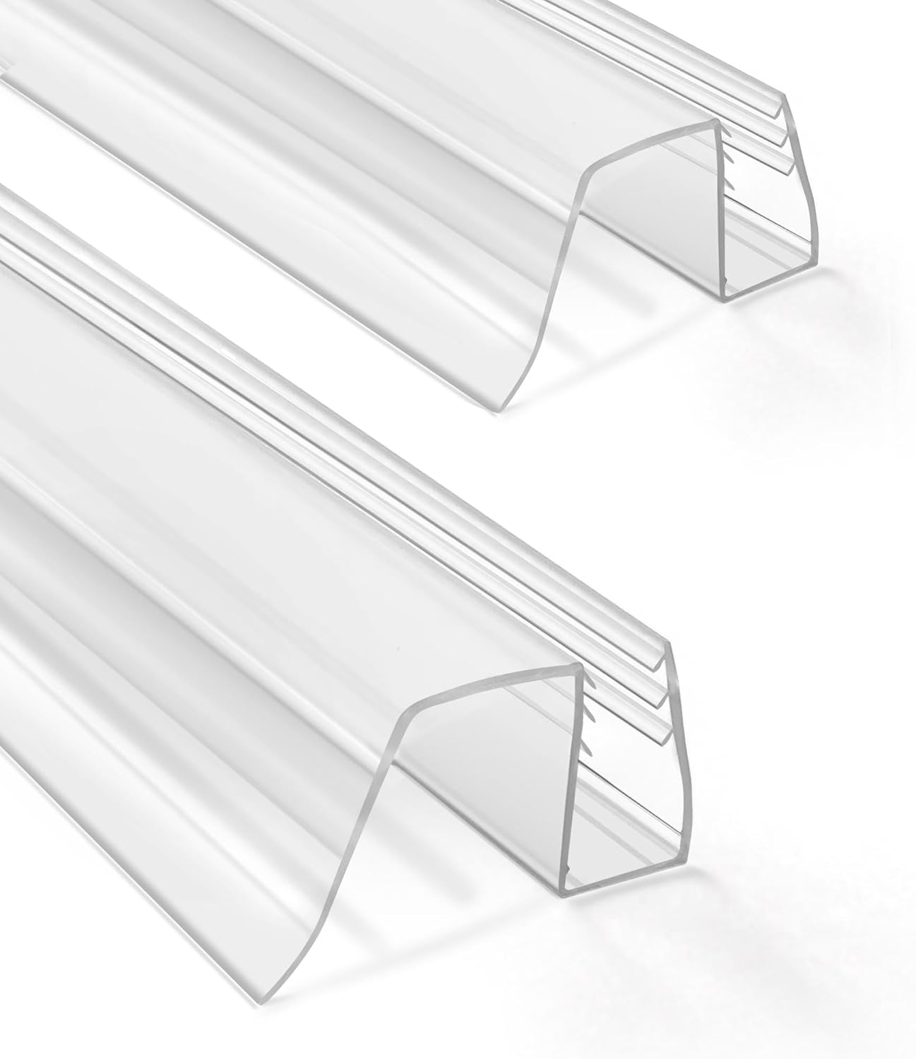 bathroom shower glass door bottom seal strips, length 36 inch 2pcs transparent pvc door bottom seall strips for 3/8" (10mm) thick framless glass panel 5/16"-3/8"(8mm-10mm)thicken