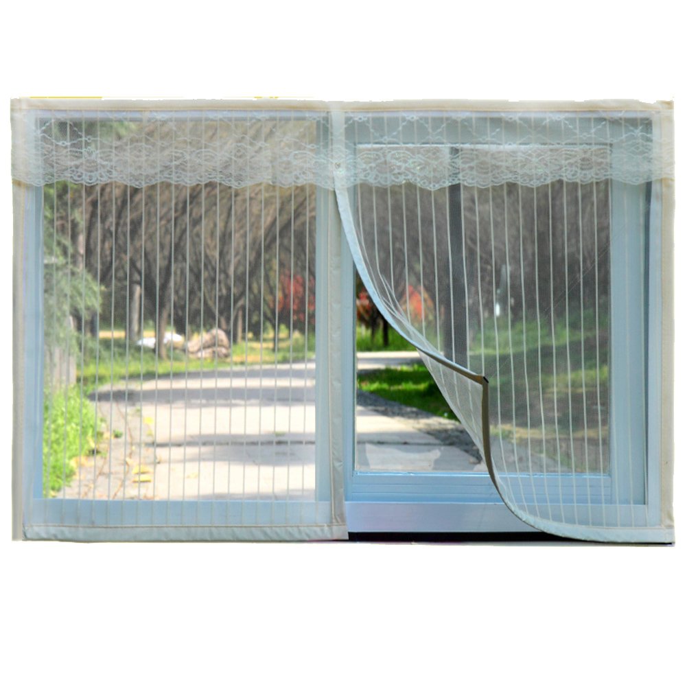 Window screens anti-mosquito magnetic screen door,Full frame velcro removable windows heavy duty mesh screen snap shut automatically screen door-A 80x100cm(31x39inch)