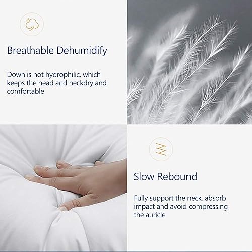 Miniatura 3 de Bedecor Almohada de plumón de ganso natural transpirable hipoalergénica juego de 2 unidades color blanco tamaño King