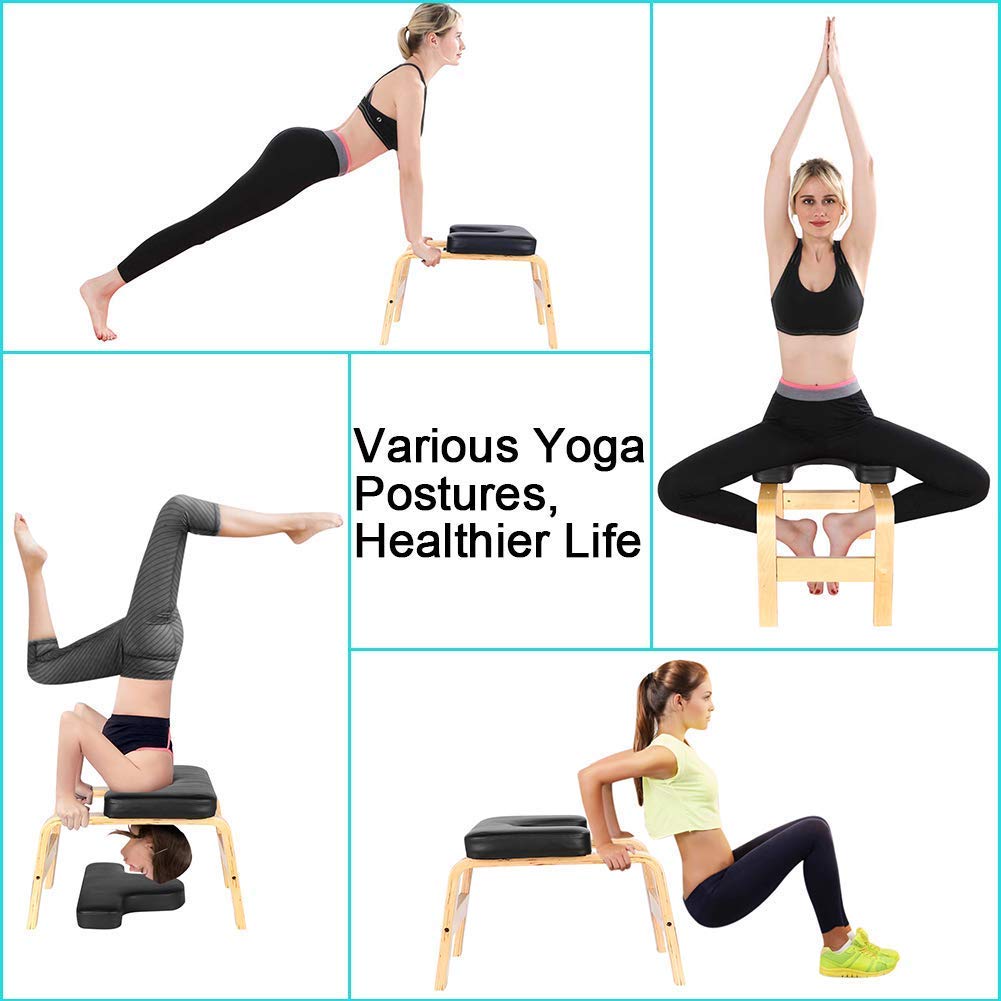 Kopfstandhocker, Yoga Kopfstand Hocker Safe Kopfstandstuhl Trainingsstuhl Chair Bank Stuhl mit PU Auflagen für Ermüdung Entlasten und Körper Bauen Fitnessstudio