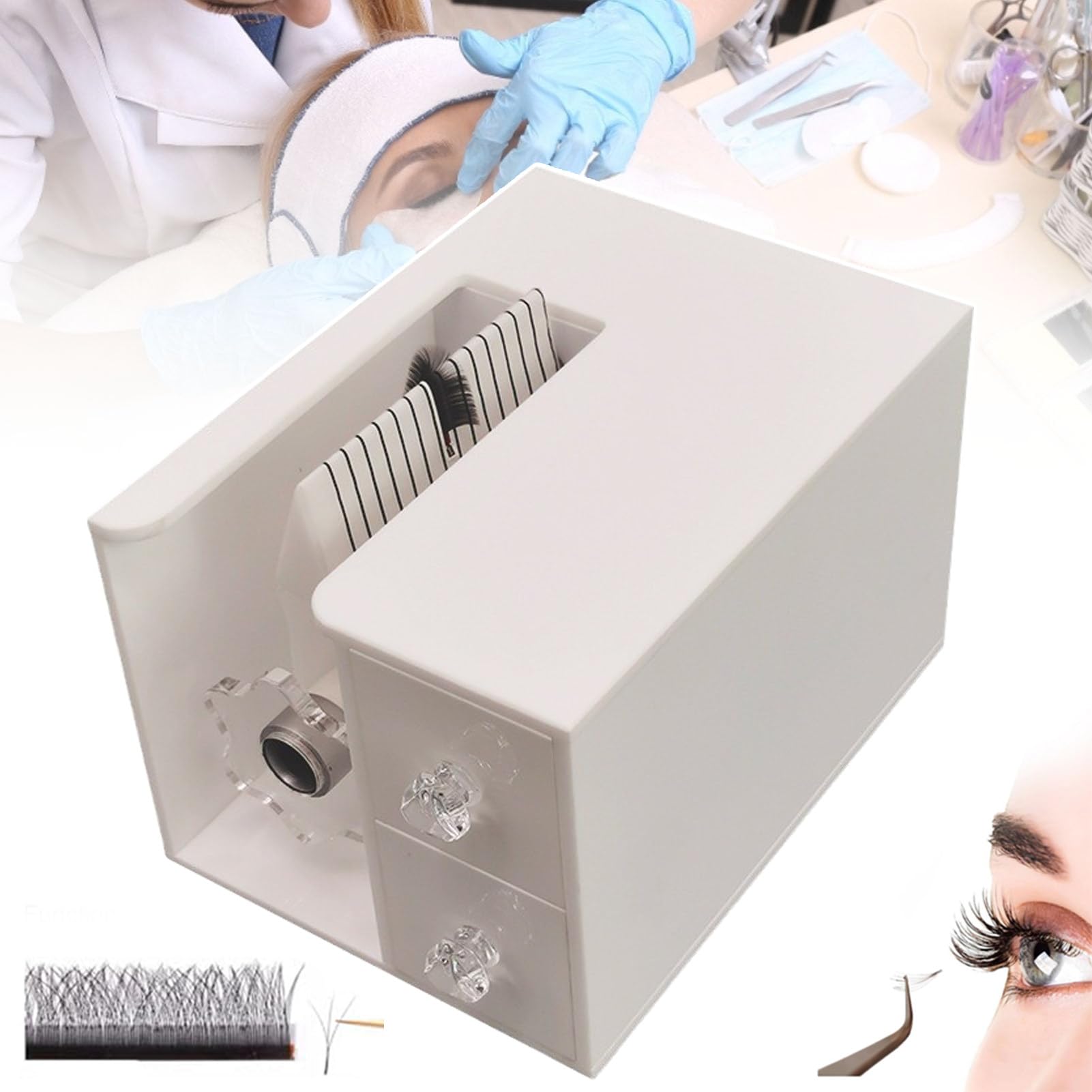 Macchina per La Fioritura delle Ciglia, Rotazione Manuale, Macchina per La Fabbricazione di Ventagli di Extension per Ciglia di Facile Utilizzo con Cassetto per Salone E Uso Domestico