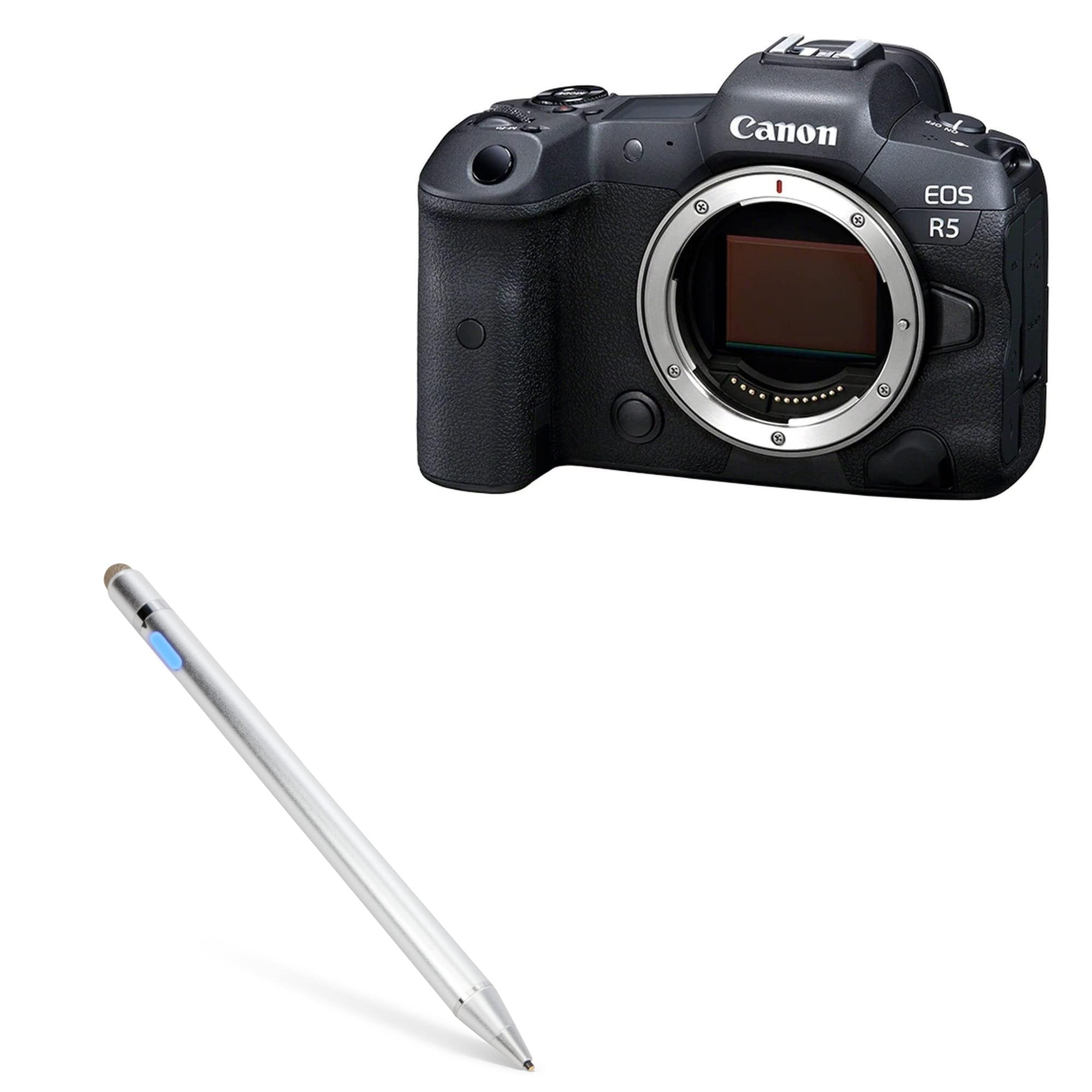 BoxWave Stylus Pen Compatible with Canon EOS R5 - AccuPoint Active Stylus, Electronic Stylus with Ultra Fine Tip for Canon EOS R5 - Metallic Silver