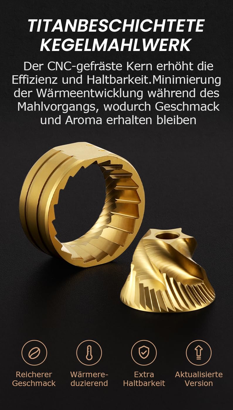 Vevok Chef O20 manuelle Kaffeemühle | 20 stufiges extern einstellbares Mahlwerk | 35 g Kapazität | inklusive Reiseetui und Reinigungsausrüstung | konisches Mahlwerk | Handkaffeemühle