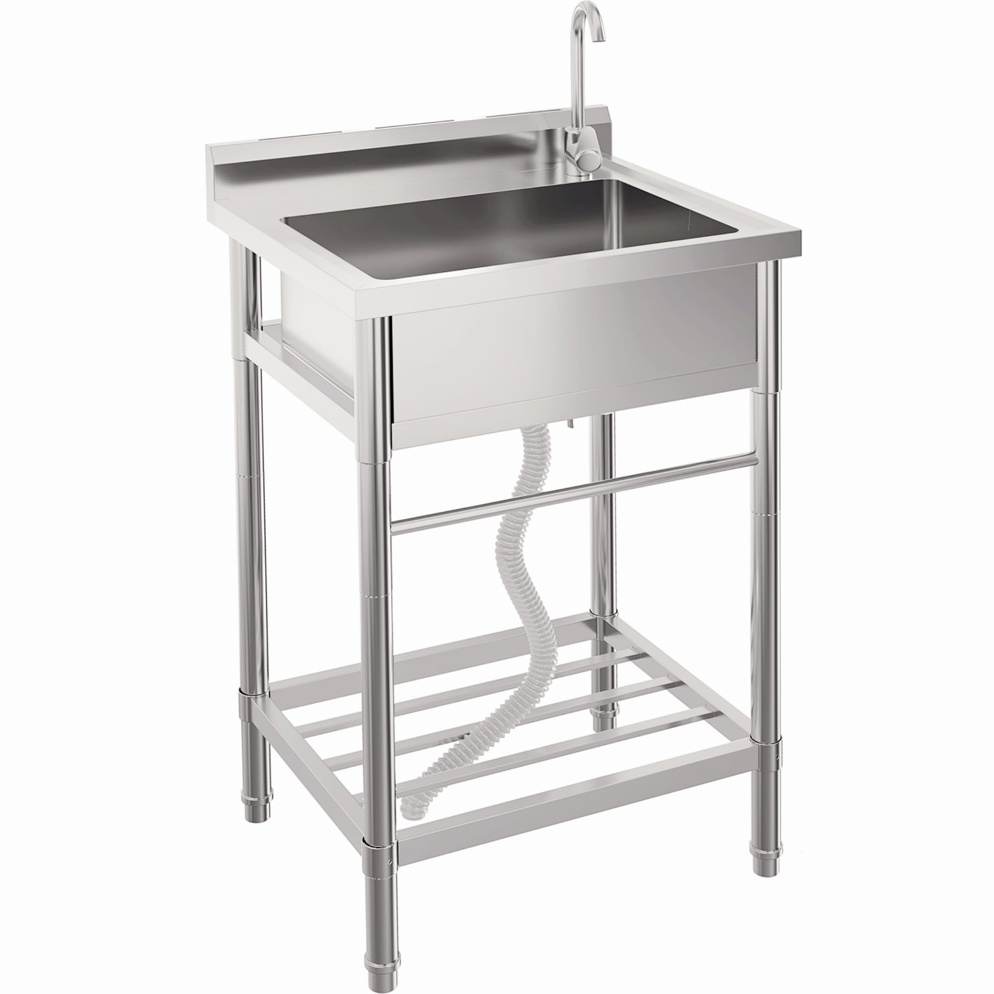 【CupCait simp】STOIST AGS 88LM-S Hipicute 24 Inch Free Standing Sink, Single Bowl Stainless Steel
