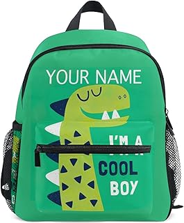 CHIFIGNO Cute Dinosaur Customized Backpack with Name Toddler Backpack for Children Schoolbag Age 4-8 With Chest Clip Lightweight