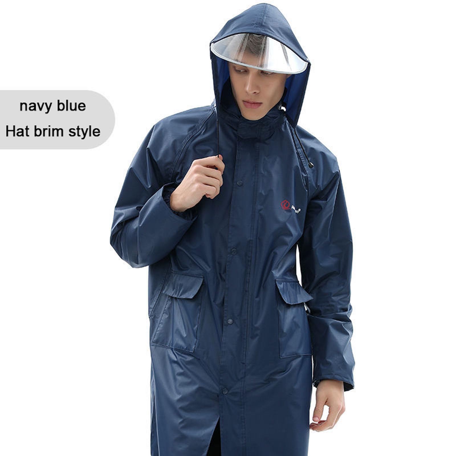 Genérico Chubasquero Mujer Viaje,Chaqueta Anorak Larga De Doble Capa para Mujer con Capucha De ala Ancha para Exteriores Clima Lluvioso Ropa Informal para Todas Las Estaciones