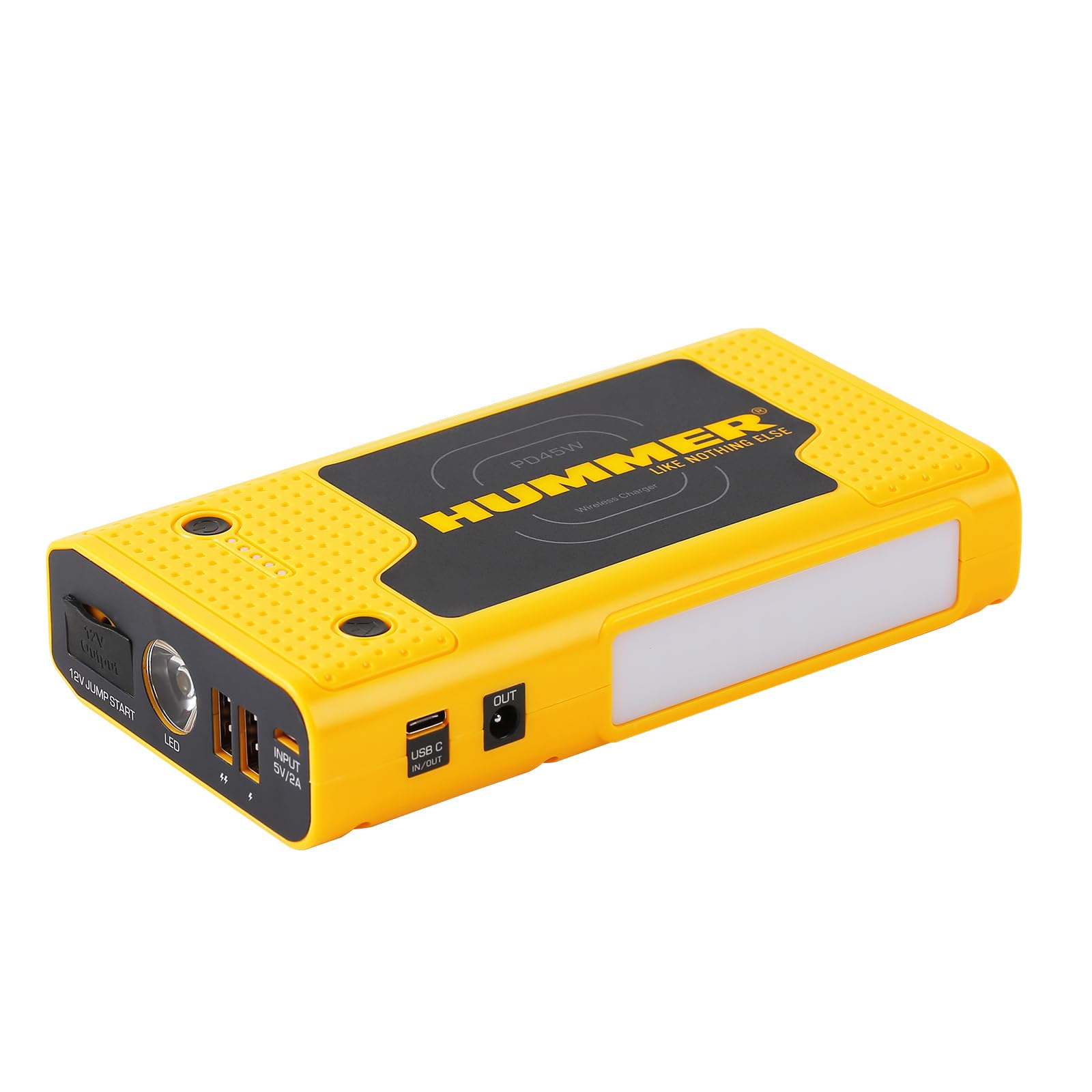 Hummer Avviamento batteria 12V / 2000 Amp, / 10000 Ah Hummer HXPRO con funzione Powerbank 37000 mWh, e ricarica wireless PD 45W