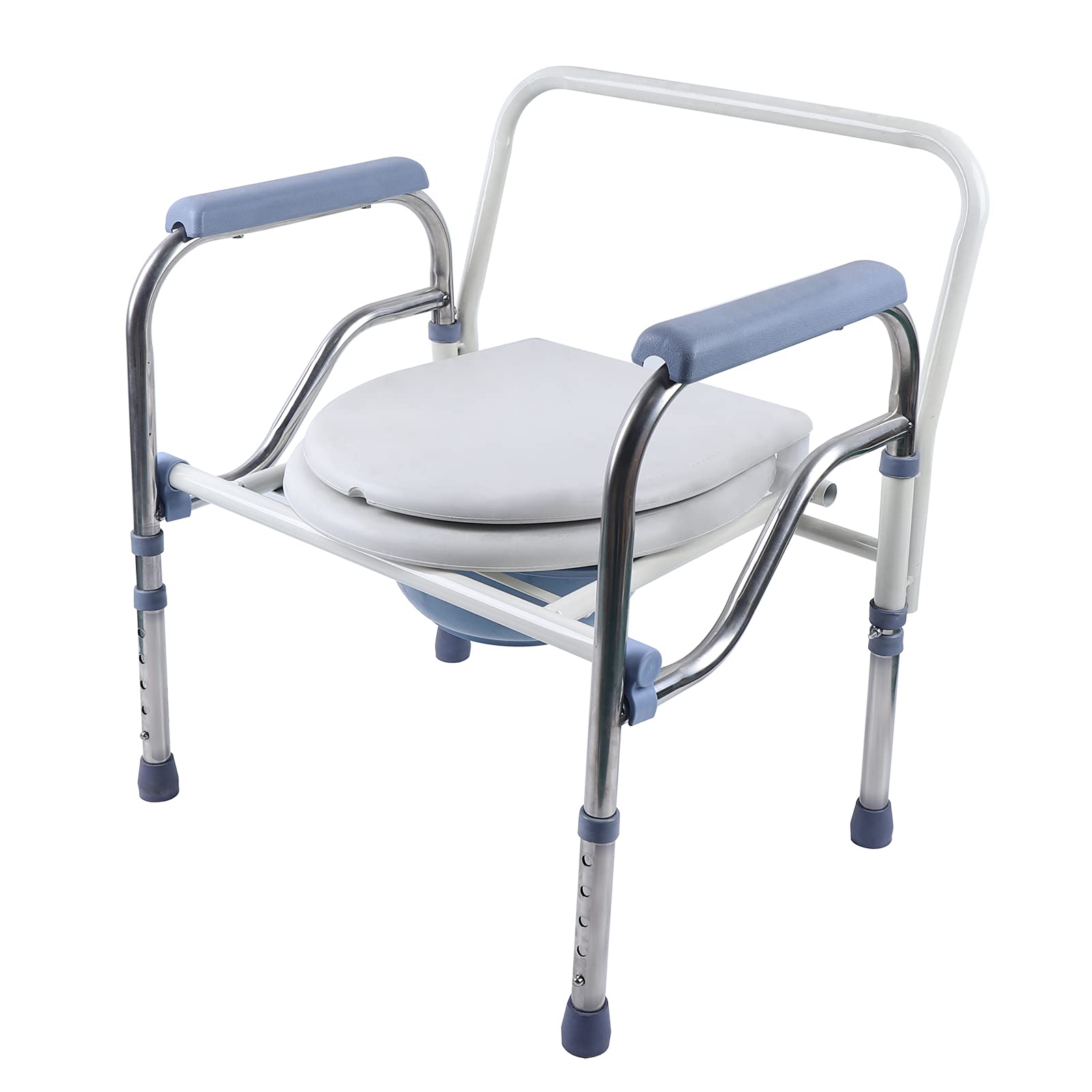 Silla de inodoro plegable, capacidad de carga de 150 kg, silla de ducha, fácil de montar, altura regulable 65 – 75 cm, para personas mayores discapacitadas