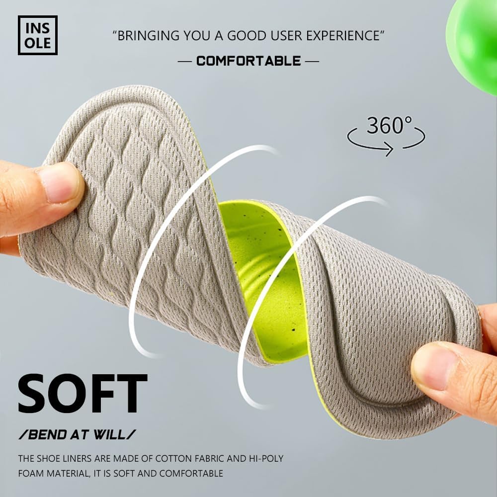 XINIFOOT 6 Pairs Anti Odour Shoe Insoles, Comfortable Replacement Shoe Insole Inserts, Foot Massage Breathable Shoe Soles Relief Insoles for Working Daily Use(Grey Men US 8-11) - Image 2