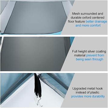 VINGLI 6.7FT Shower Tent, Changing Room Tent for Portable Toilet, with Mesh Floor and Carrying Bag, Lightweight & Sturdy, Perfecr for Camping, Boat, Dressing Outdoor or Indoor
