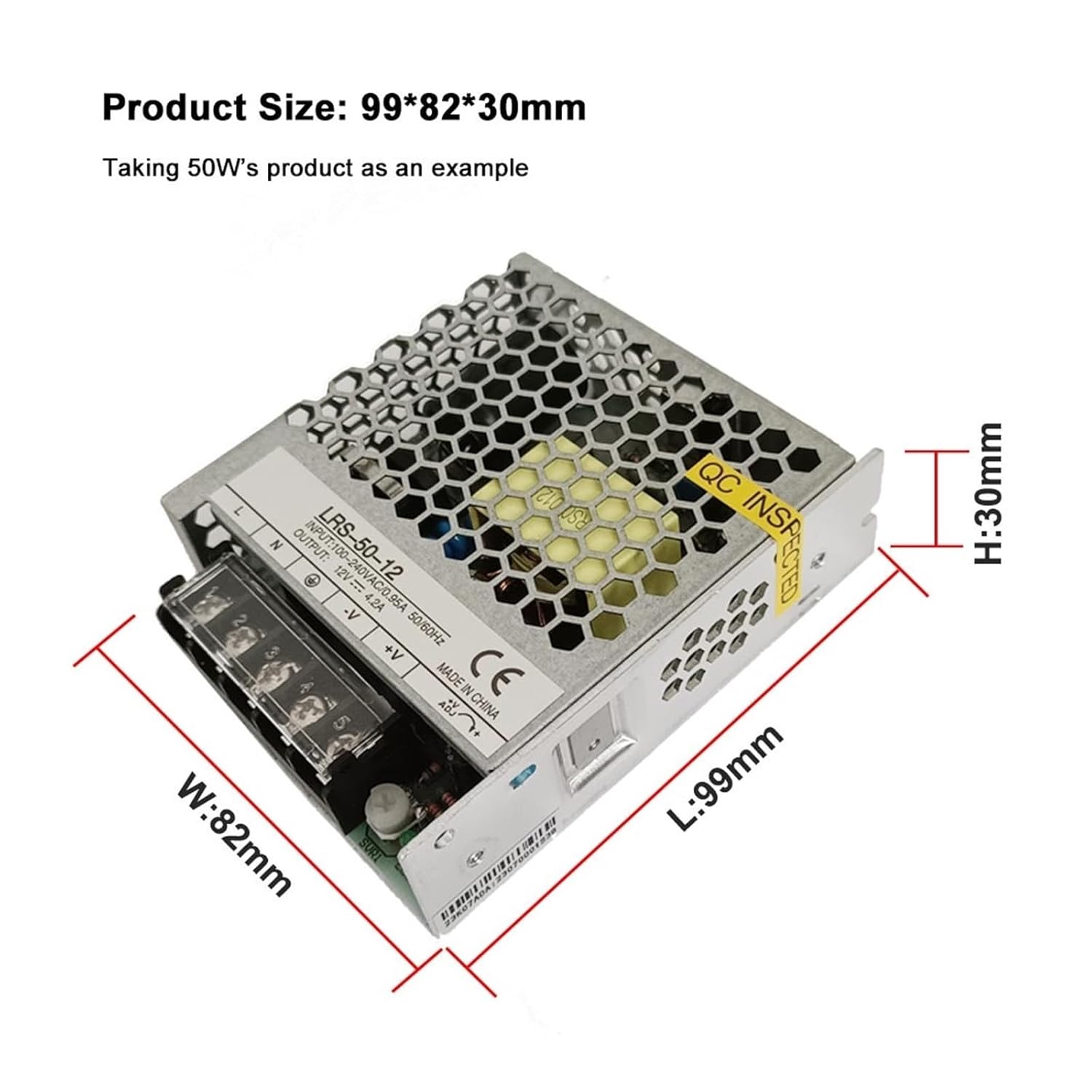1PCS LRS-50W 60W 100-240V Input 12V 24V Single Output Ultra-Thin Switching Power Supply Transformer (Color : 60W, Size : 12V)