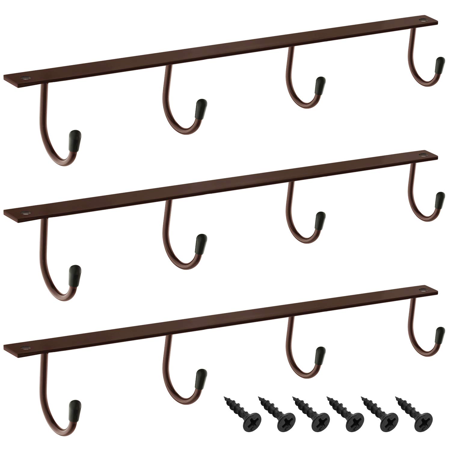 MOCOUM Under Cabinet Coffee Cup Holder, Brown Metal Rack - Mug & Coffee Cup Organizer, Kitchen Utensil Display (3)