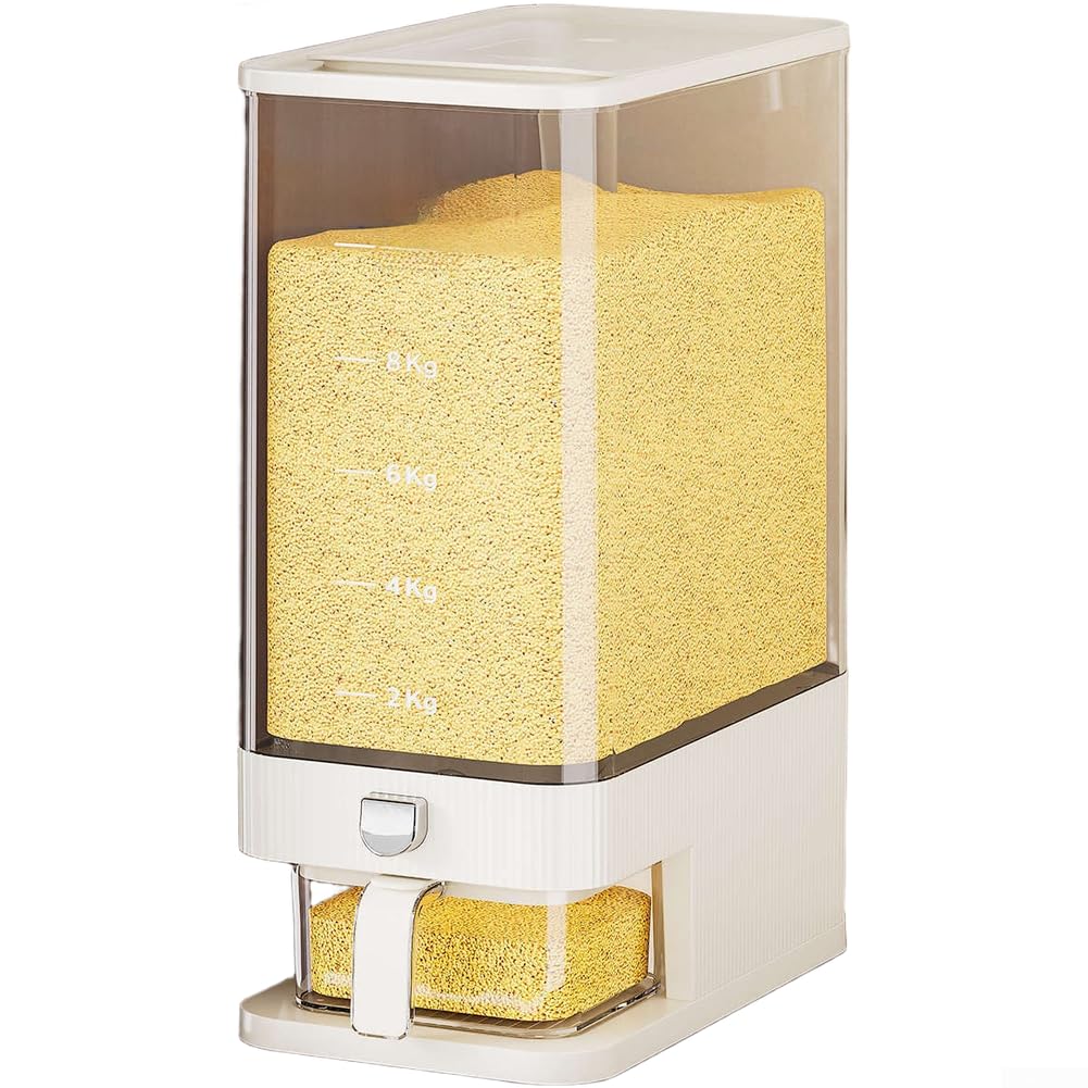 Boîte à Riz Pression 10L Étanche Fenêtre(Khaki Small)