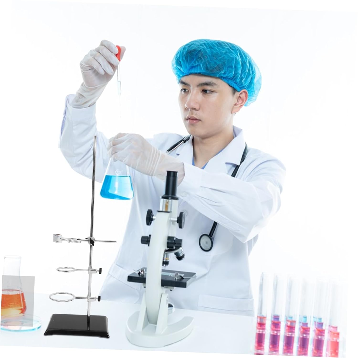 Laboratory Metalware Stand Clamp Rod Cast Base for Chemistry and Physics Experiments Support for Test Tubes and Flasks