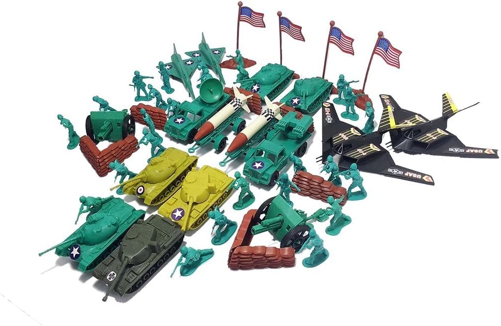 150pc Army Men Toy Soldiers Play Set Missiles Jets Tanks B2 Bomber