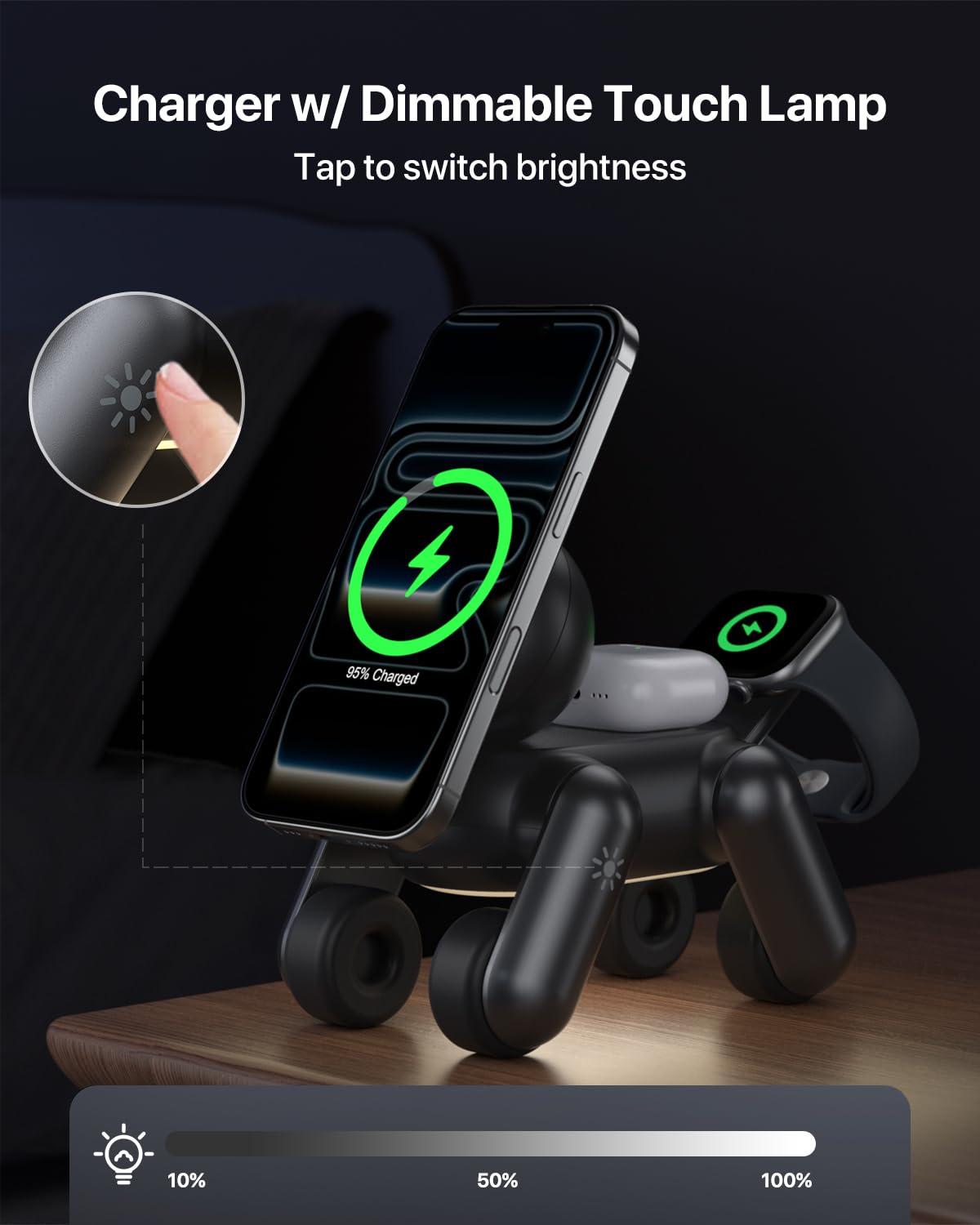 Waloo Support 3 en 1 sans fil pour iPhone, montre et Airpods