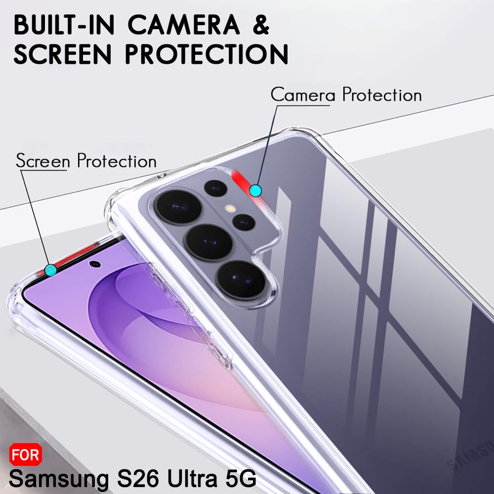 TheGiftKart for Samsung S26 Ultra Case, Clear Hard Back Cover, Hybrid Shockproof Galaxy S26 Ultra Back Cover (PC & TPU, Transparent) — Amazon image 3