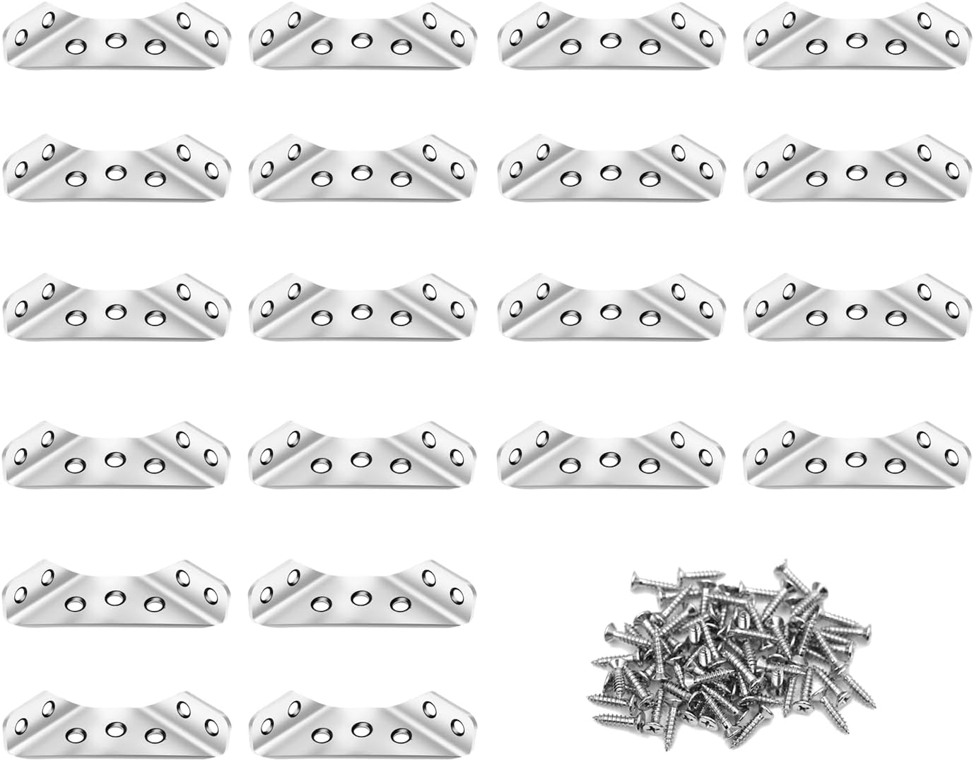 20PCS Furniture Corner Connector Stainless Steel Corner Brace Furniture Angle Fasten Connectors Triangle Corner Bracket with Screws