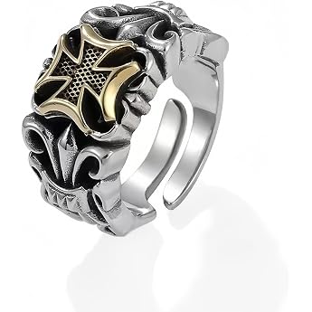 Knights Templar Men's Signet Ring Stainless Steel / Gold-Plated Size