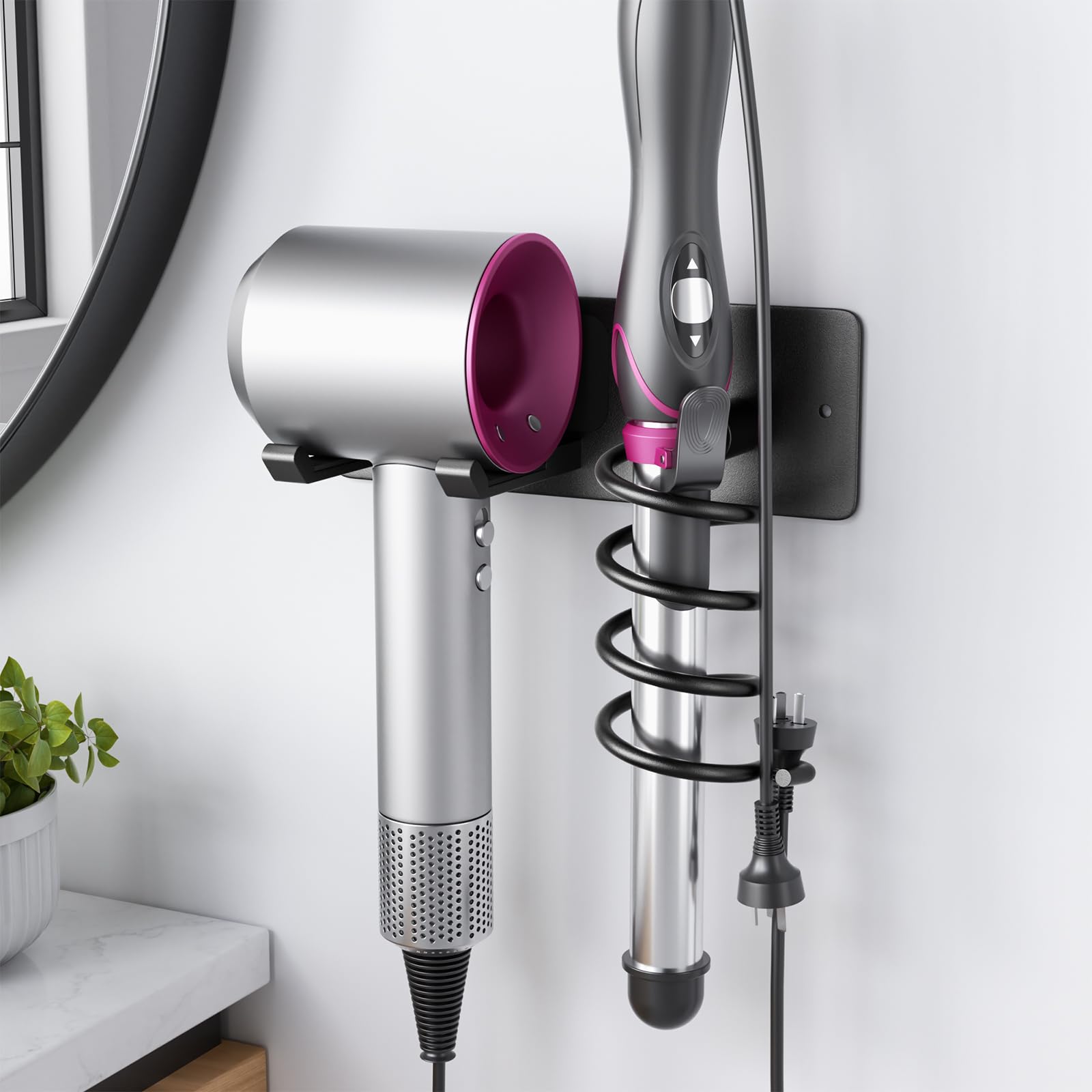 Tindbea Hair Dryer Holder Curling Iron Holder Blow Dryer Holder Wall Mount Bathroom Hair Tool Organizer Rack for