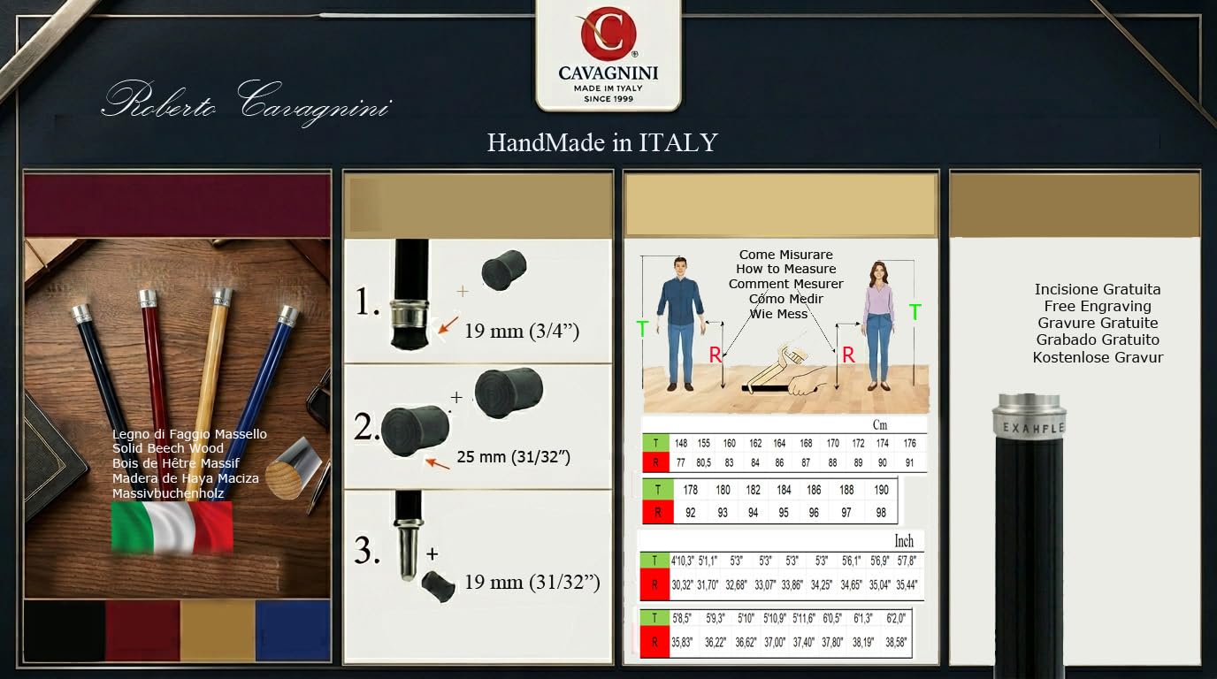 Bastón de Paseo Elegante Robusto Regalo para Hombre Mujer Hecho a Mano en Italia Maestros Artesanos CAVAGNINI