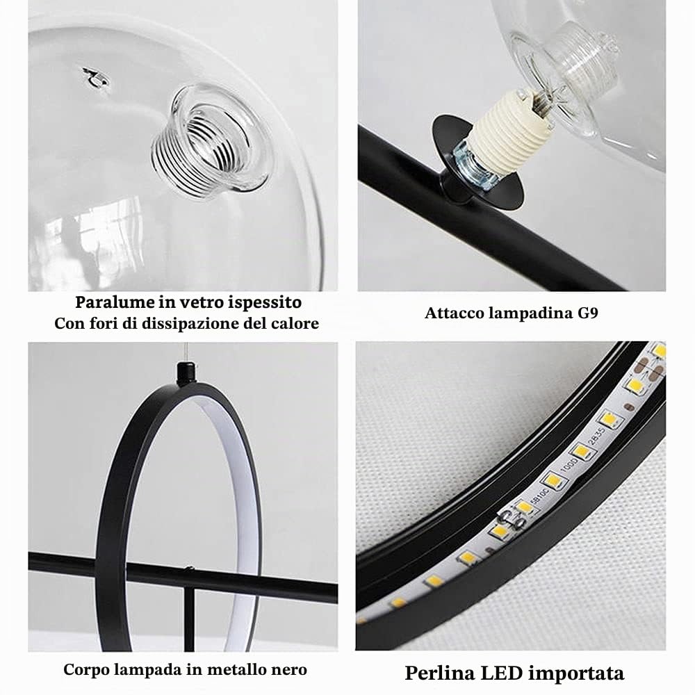 Lampadario Moderno A LED, Sfera Di Vetro G9 Per Tavolo Da Pranzo, Nordico Soggiorno, Apparecchio Per Illuminazione Interna