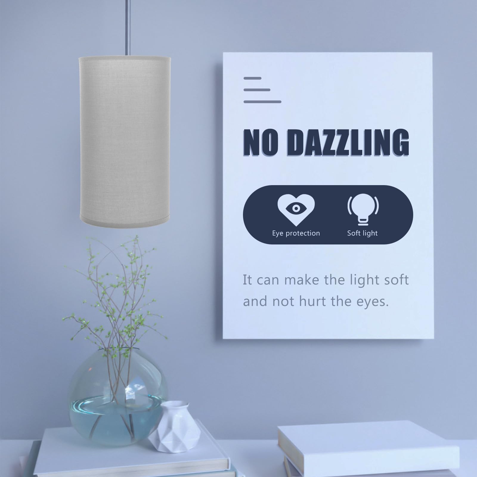 jojofuny Pantallas Pack de 2 Piezas para Lámparas de Mesa Cilíndricas de Tela Decorativas Protección Ocular y Fácil Mantenimiento para Sala y Comedor