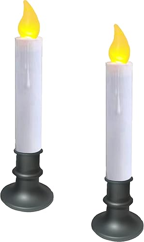 Miniatura 10 de Velas cónicas cortas a batería, llama parpadeante, vela cónica sin llama de cera real primitiva, vela corta con temporizador, vela LED borgoña de