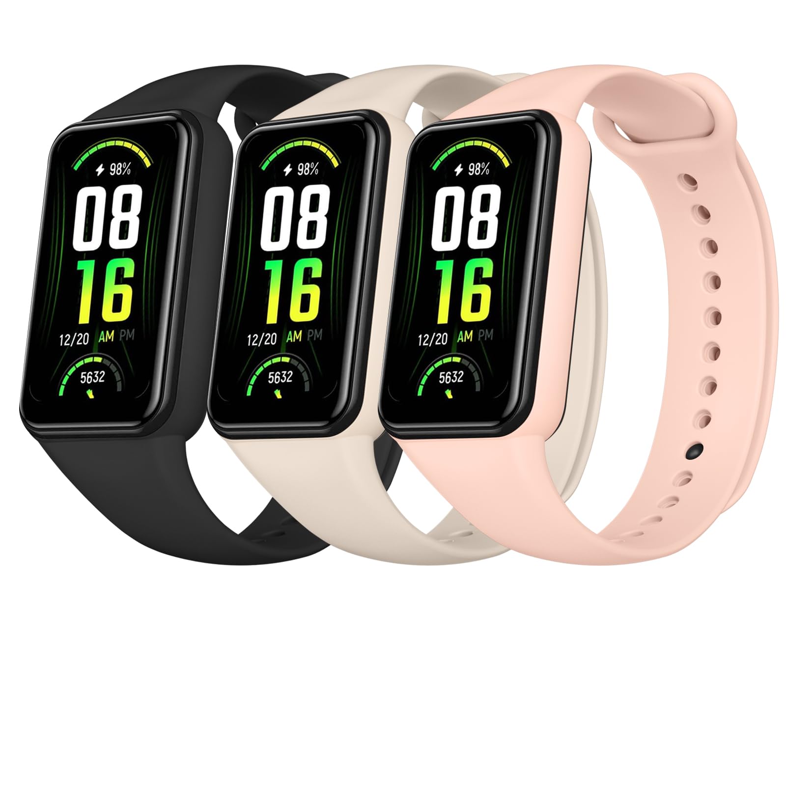 Amzpas TPU Bands for Amazfit Band 7 Fitness & Health Tracker, 3 Pack Soft Breathable Wristband, Adjustable Replacement Sportt Strap for Women Men-image-3