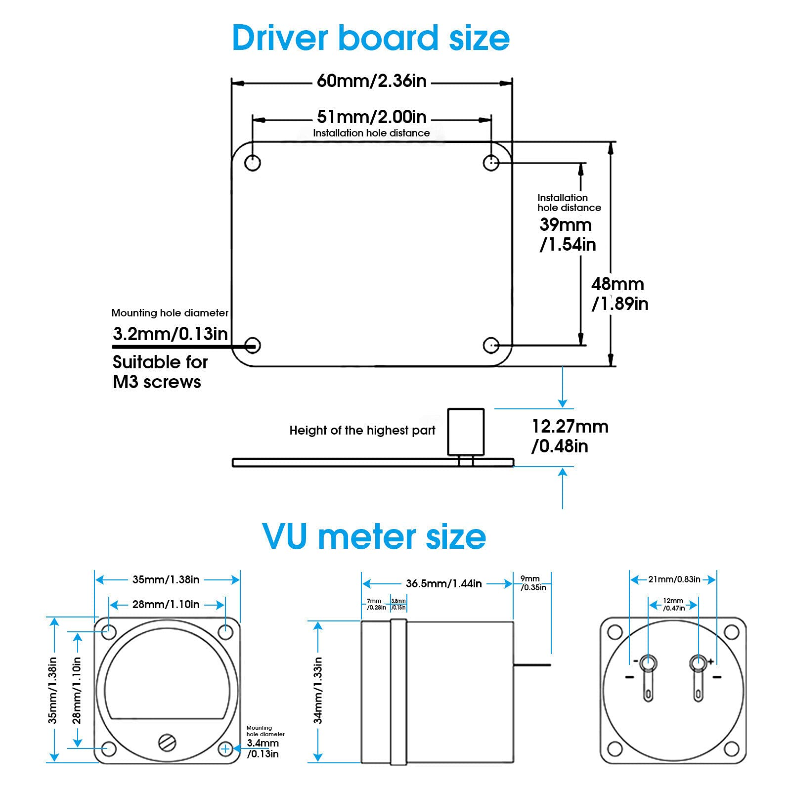 Dual Analog VU Meter DB Panel Schallpegelanzeige mit Treiberplatine für DIY-Verstärker