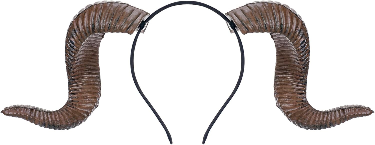MOSTORY Devil Ram Horns Headband - Sheep Horns Headband for Adult Cosplay Halloween Photo Shoot - Image 2