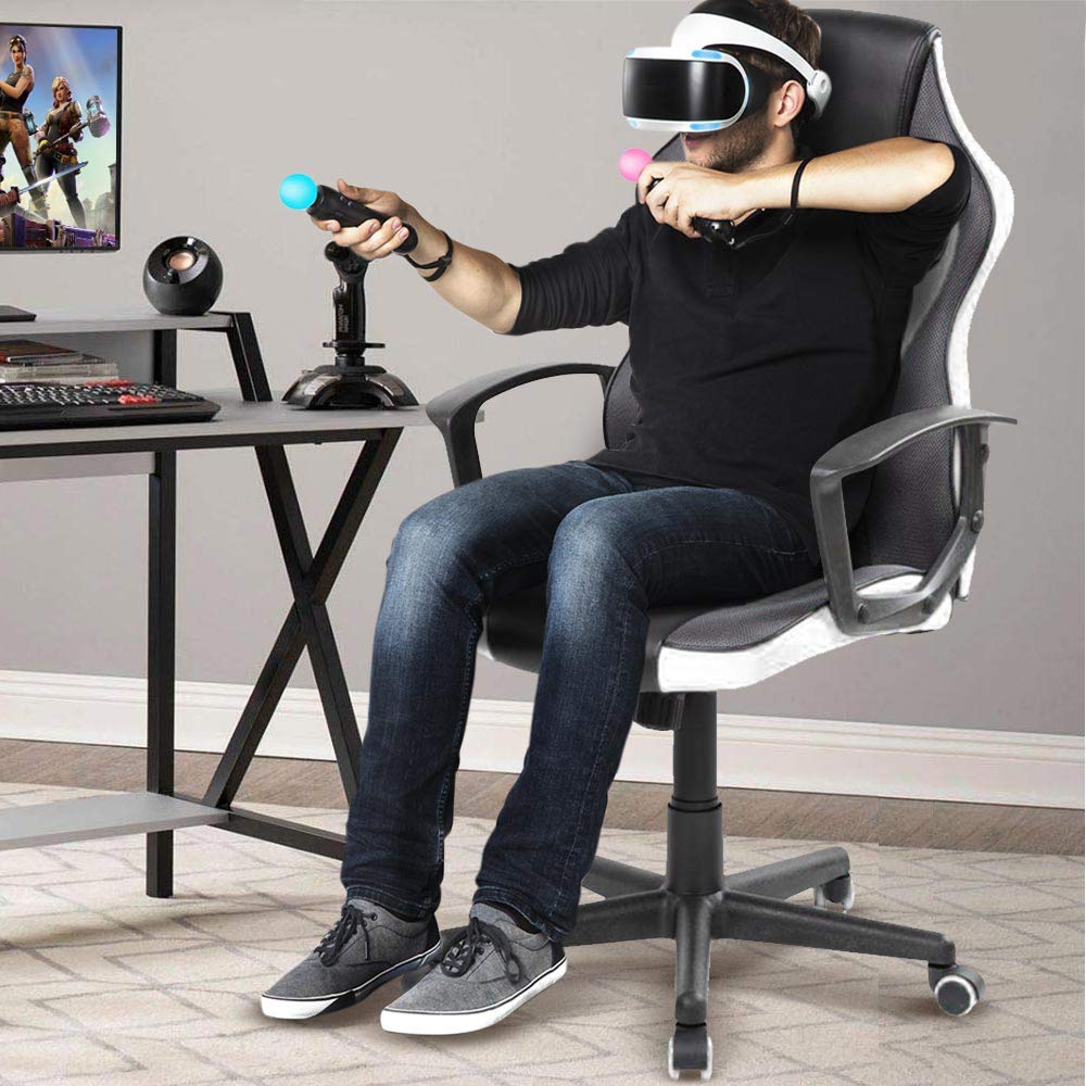 BAKAJI Poltrona Presidenziale Ergonomica Sedia Gaming Racing da Scrivana in Eco Pelle Arredo Ufficio Casa Cameretta Sala Riunioni Regolabile in Altezza Girevole e Direzionale