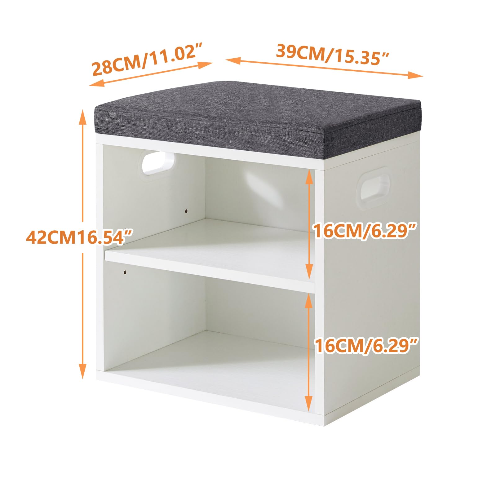 YMYNY Petit Banc Chaussures Entrée avec Coussin, Blanc HBD028W | 2 Tiers Banc Rangement Chaussures, pour l'entrée, Le Salon, Le Couloir, la Chambre à Coucher, 42 x 39 x 28 cm