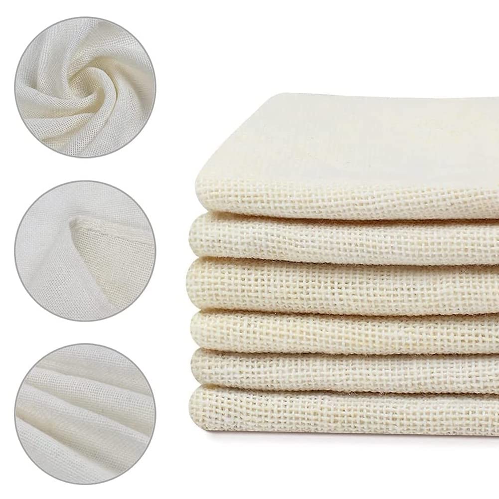 Set Di 3 Panni In Mussola Di Cotone Puro 50x50 Cm - Ultra Fini, Riutilizzabili, Per Filtrare Formaggio, Cucina, Forno, Con Bordi Overlock