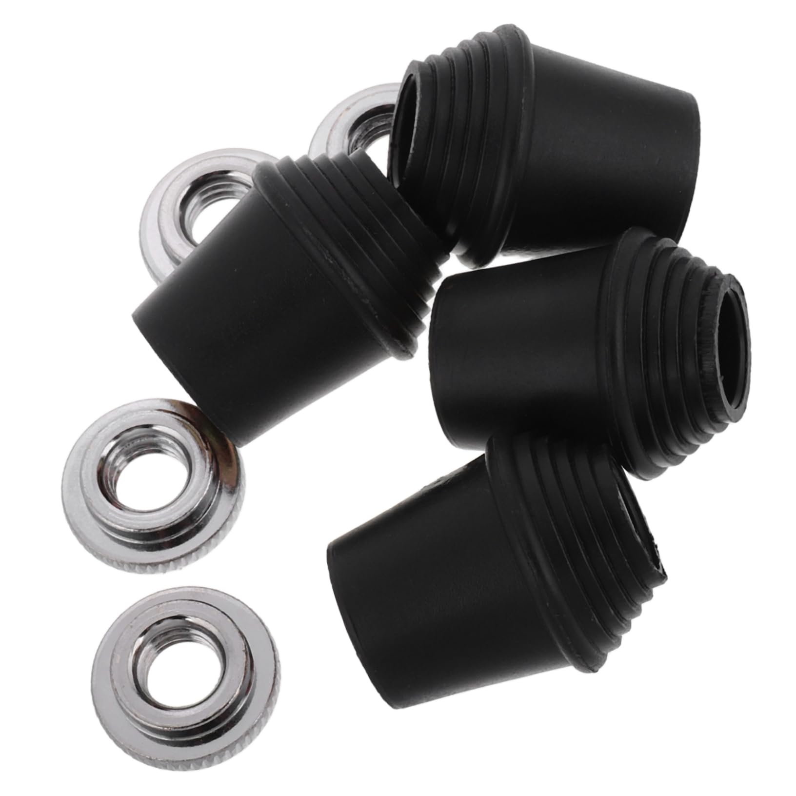 Garneck Bass Drum Leg Feet Rubber Locking Nuts Drum Leg Base with Threaded Rubber Feet