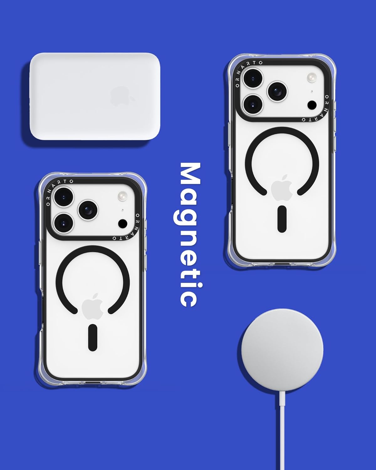 ORNARTO Air Case for iPhone 17 Pro Max Clear | Military-Grade Drop Protection | Camera Control Button | Compatible with MagSafe | Built-in Air Phone Cover - Black - Image 7