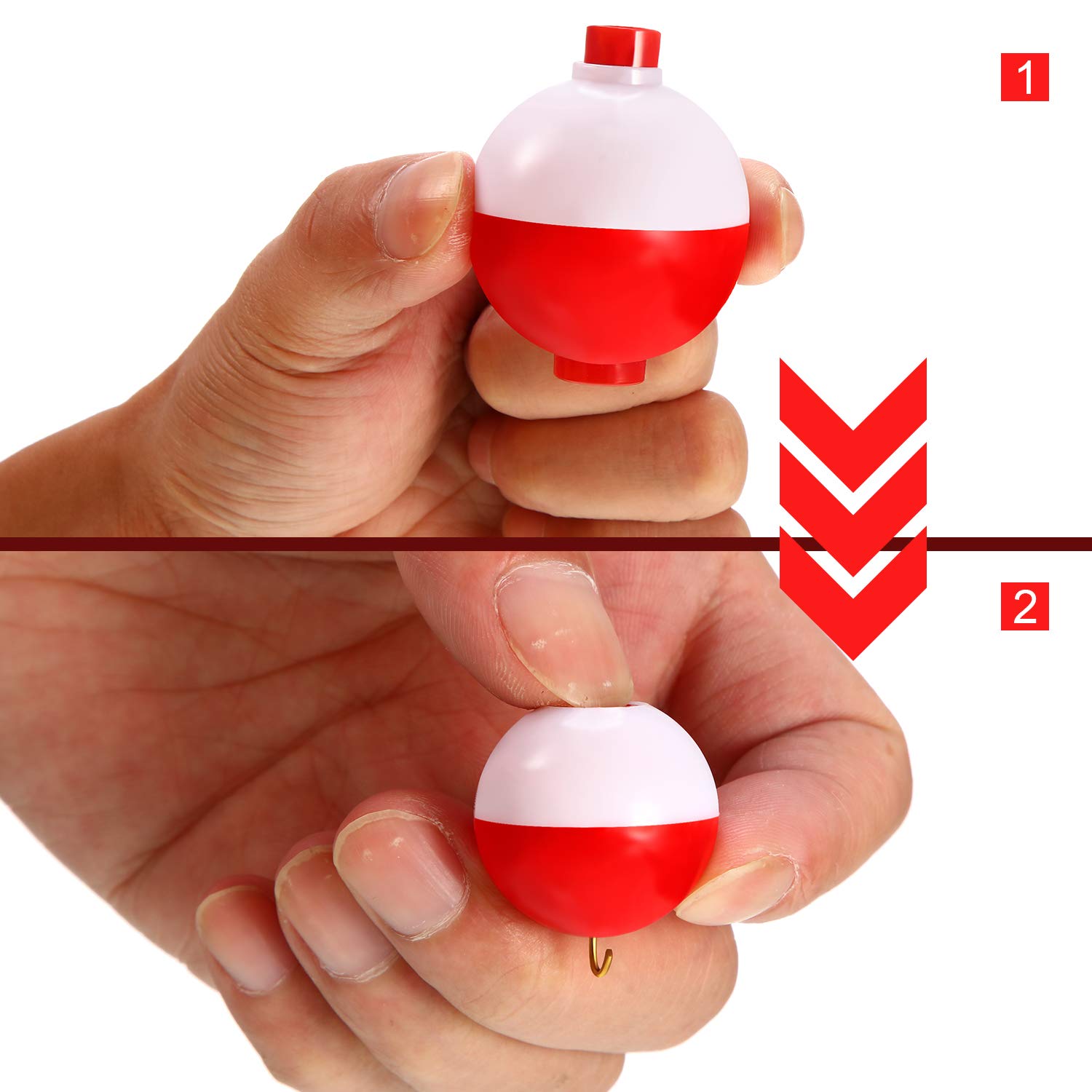 釣り道具　まとめ　⭐︎ Amazon | 12ピース 釣り用浮き具セット 赤と白の浮き具 プッシュ