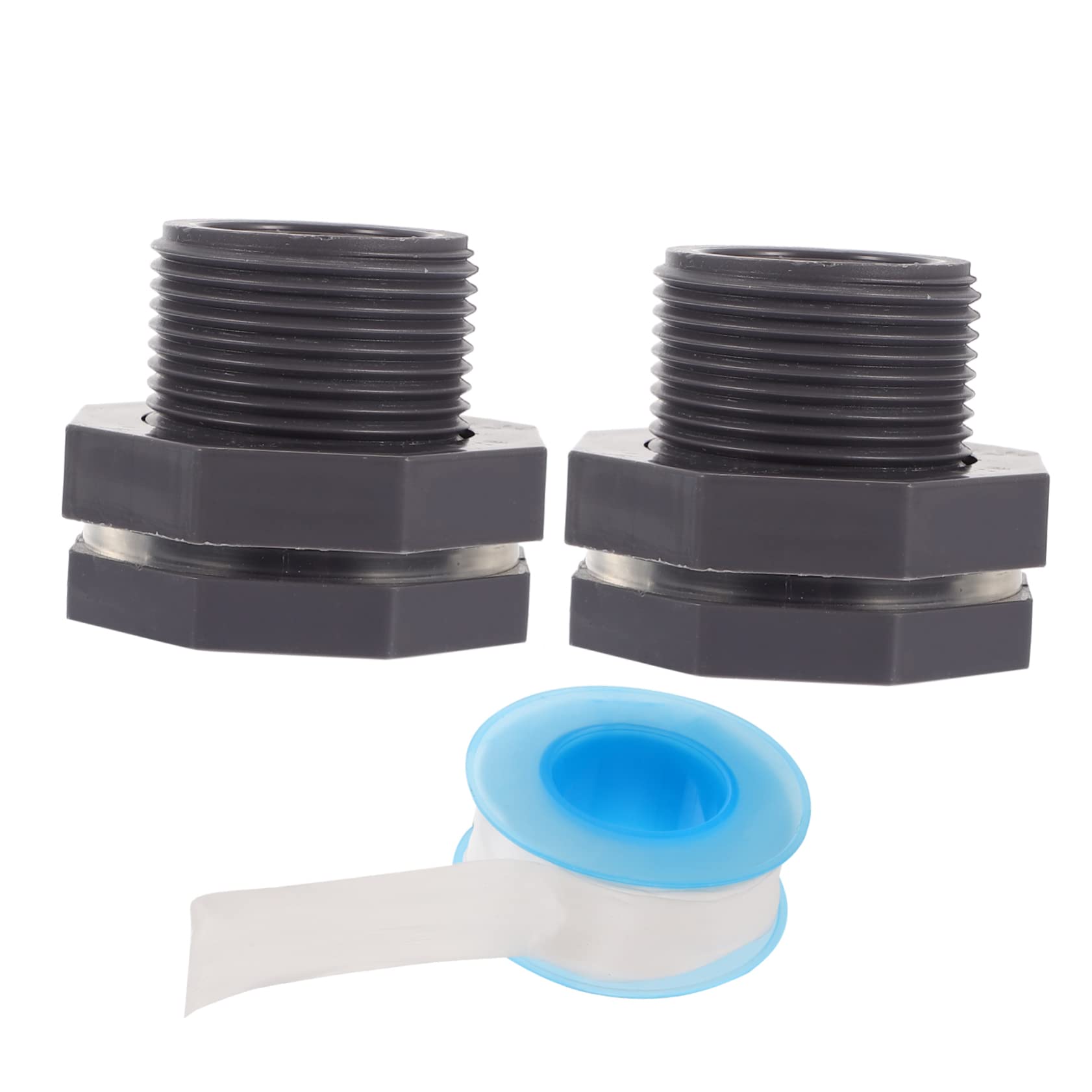 CIYODO Sturdy Bulkhead Fitting for Rain Barrels 2pcs 3/4 Inch PVC Fittings Thread