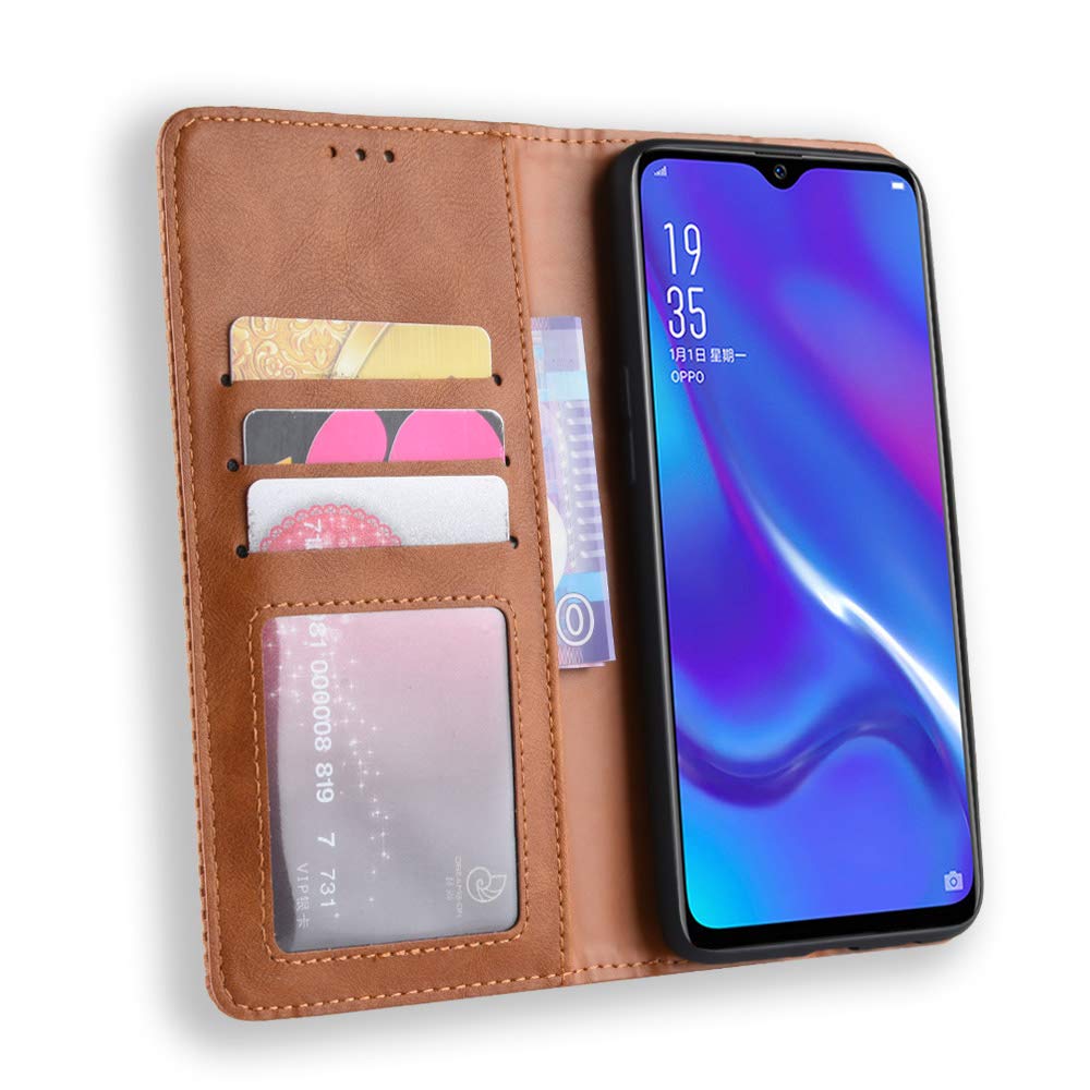 Jielangxin Cover Oppo K1 Custodia In Pelle Con Porta Carte E Supporto TPU Nero CPH1893
