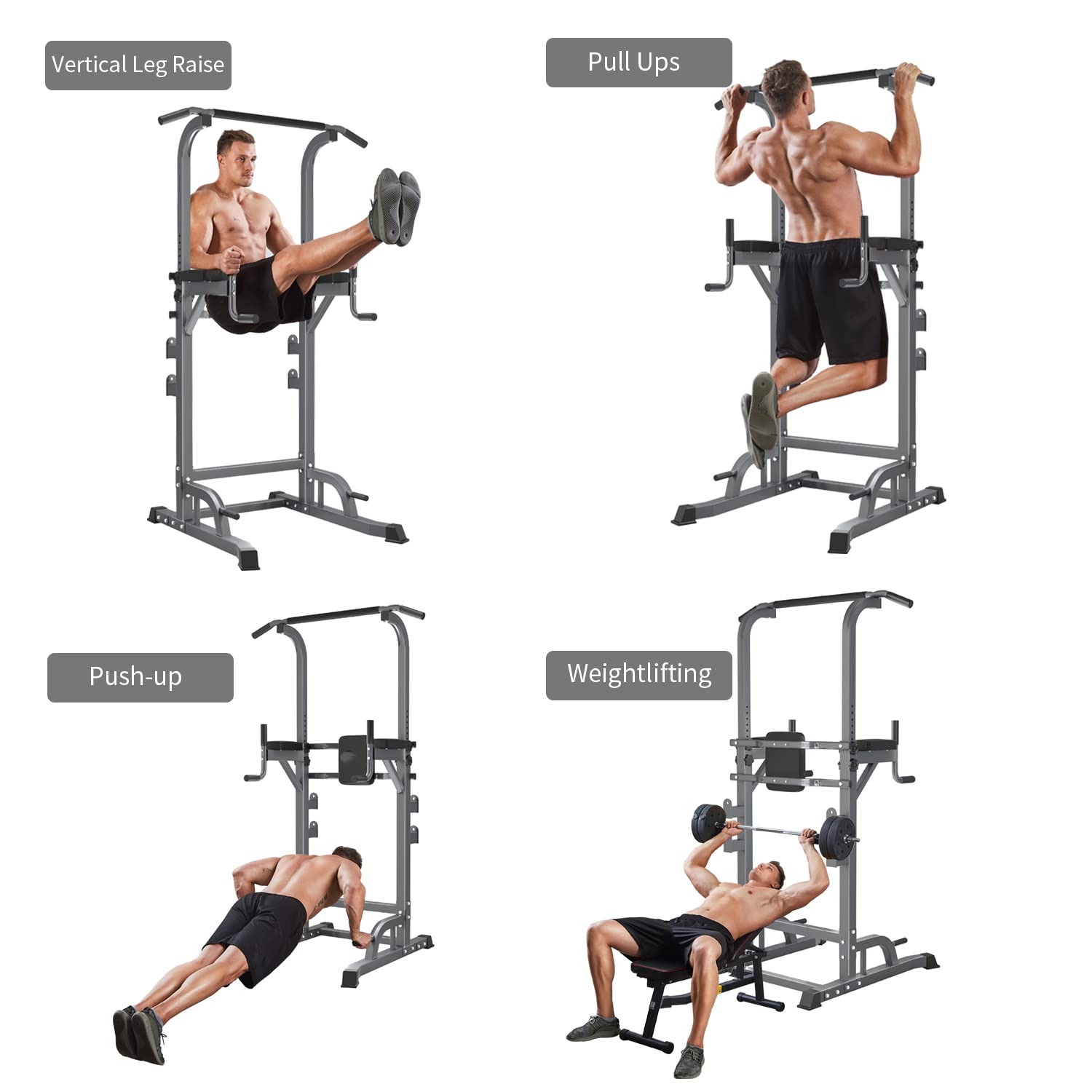 ZENOVA Power Tower Pull Up Bar Station Pull Up and Dip Bar Height