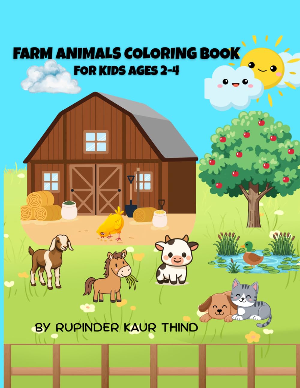 Farm Animals Coloring Book: For Kids Ages 2-4/ Fun & Easy Coloring Pages