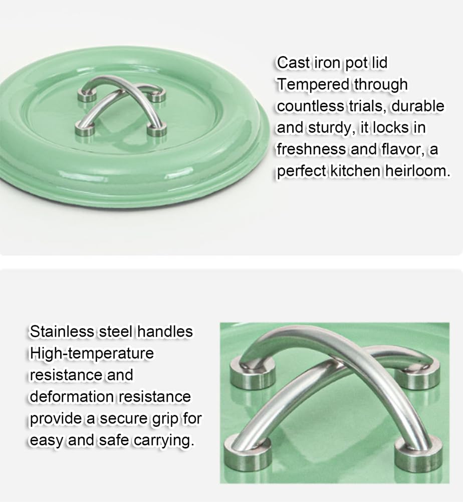 Olla de Hierro Fundido esmaltado - Horno holandés Multifuncional de 3 l para sopas, guisos, estofados y Cocina a Fuego Lento, Antiadherente, Compatible (22 cm, para 1-3 Personas),A