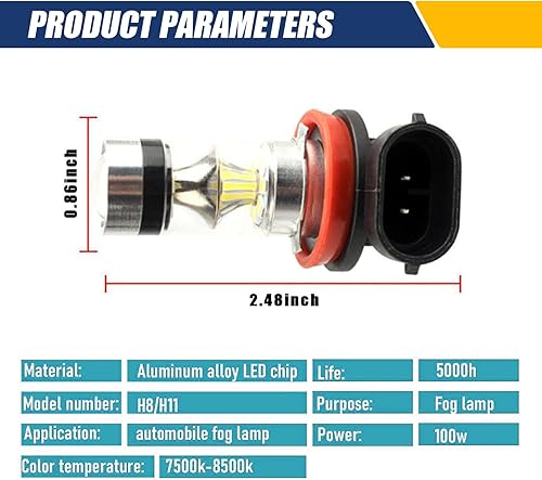 Miniatura 2 de Paquete de 2 bombillas LED antiniebla 90059006 para automóvil, luces de haz bajo de 12 V, 100 W, luz delantera de 6500 K, luces de circulación