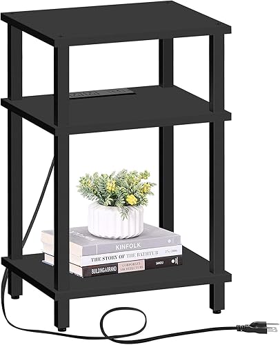 Miniatura 69 de TUTOTAK Juego de 2 mesas auxiliares, mesa auxiliar, mesita de noche, estante de almacenamiento de 3 niveles, mesa de sofá para espacio pequeño