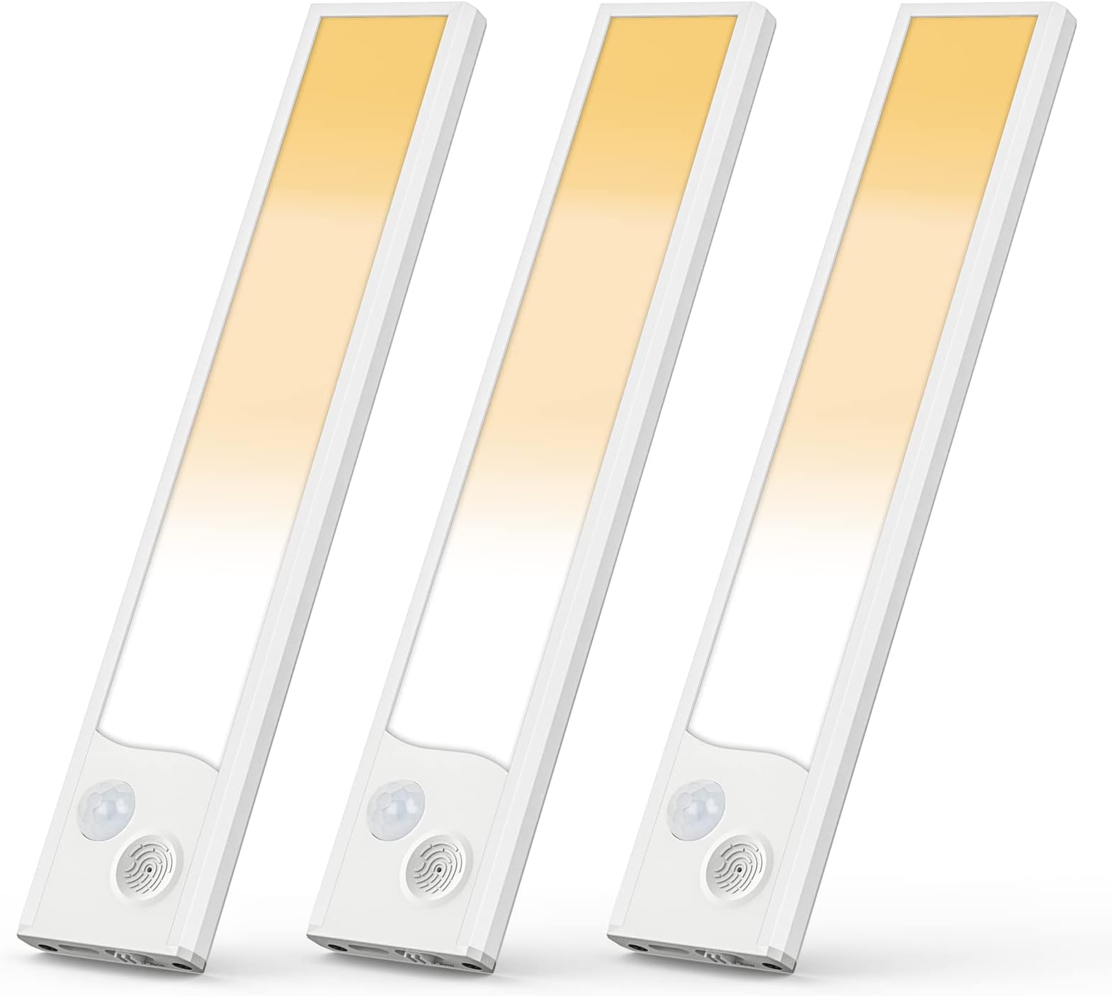 MOAMI Touch Control Closet Light, Adjustable Color Temperature/Brightness USB Rechargeable Motion Sensor Led Under Cabinet Lighting, 900mAh Battery Operated Kitchen Lighting, 20cm/7.8inch, Pack of 3