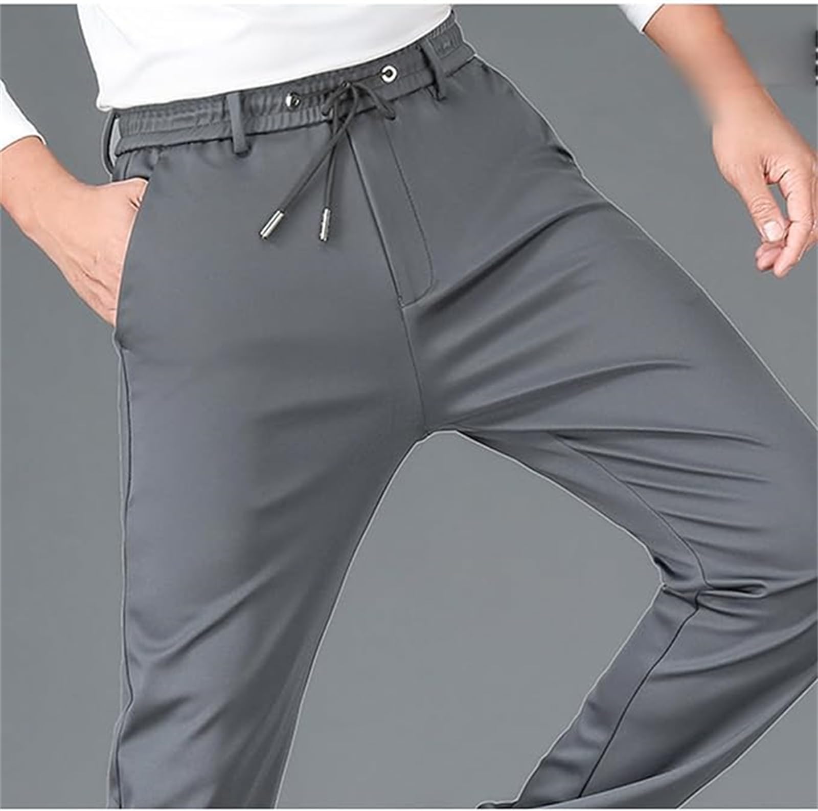 Pantaloni casual leggeri Pull on Ice Silk Comfort Everyday Pant setoso-morbido traspirante non deformabile Stretch Pant per gli uomini over 50