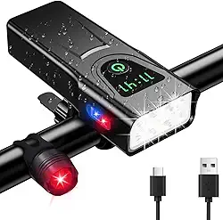 Kit Farol e Lanterna para Bicicleta 5200mAh - Luz 1000LM, IPX6, USB-C, Power Bank, 5+3 Modos - Acessórios Bike para Ciclismo Noturno, MTB, Speed, Camping e Emergência